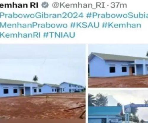 tangkapan layar akun X @Kemhan_RI yang telah dihapus