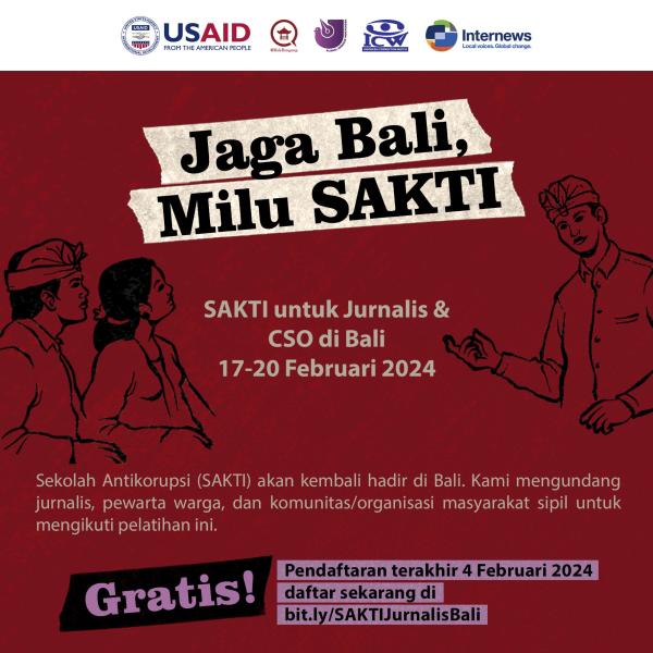 Poster: Balebengong, AJI Denpasar, ICW SAKTI Jurnalis dan CSO di BALI